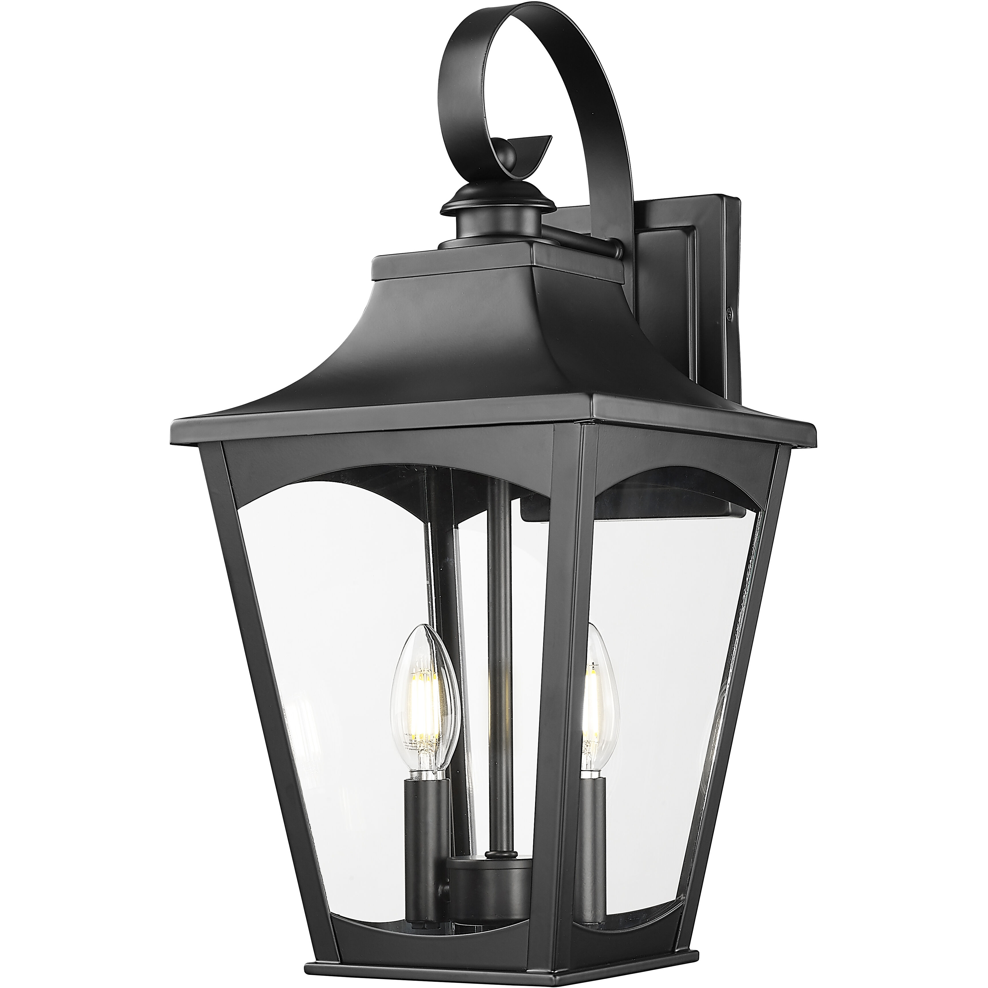 Curry 2 Light 19 inch Powder Coated Black Outdoor Wall Sconce